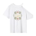 thumbnail image 1 of Camiseta de manga corta para mujer, camiseta de moda con cuello redondo para calle, trabajo, vacaciones M, 1 of 7