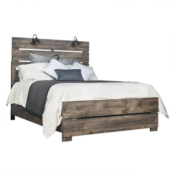 New Classic Furniture Misty Lodge Wood Queen Panel Bed in Gray
