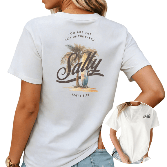 Vintage Salty Salt Of The Earth Beach Lover Gift Graphic Tees Womans T shirt Black White S-5XL Tops