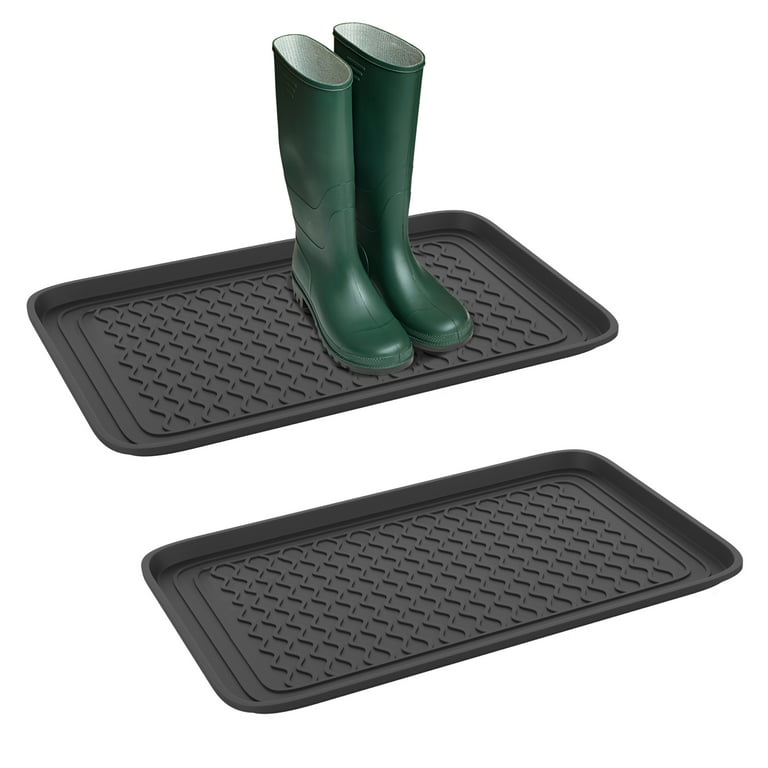 Stalwart All Weather Boot Tray in Multiple Sizes (Set of Two, Black) 