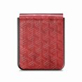thumbnail image 3 of Techcircle Folding Case for Samsung Galaxy Z Flip 4 (6.7" 2022 Release), Leather Texture Surface Embossed Diamond Grid Shockproof Anti-drop Anti-scratch Luxury Business Case, Red, 3 of 12