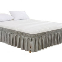 HongHeng Clearance Under $2.00 Wrap Around Dust Ruffle Bed Skirt - for Queen Size Beds - Easy Fit Elastic Strap - Pleated Bedskirt with Brushed Fabric - Machine Wash