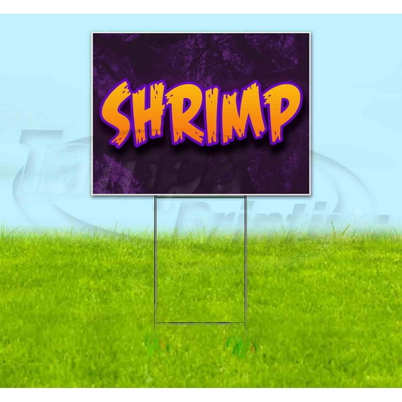 Shrimp (18" x 24") Yard Sign, Includes Metal Step Stake