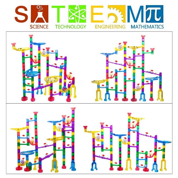 Gifts2U Marble Run Sets Kids, 122 PCS Marble Race Track Game 90 Translucent  Marbulous Pieces +
