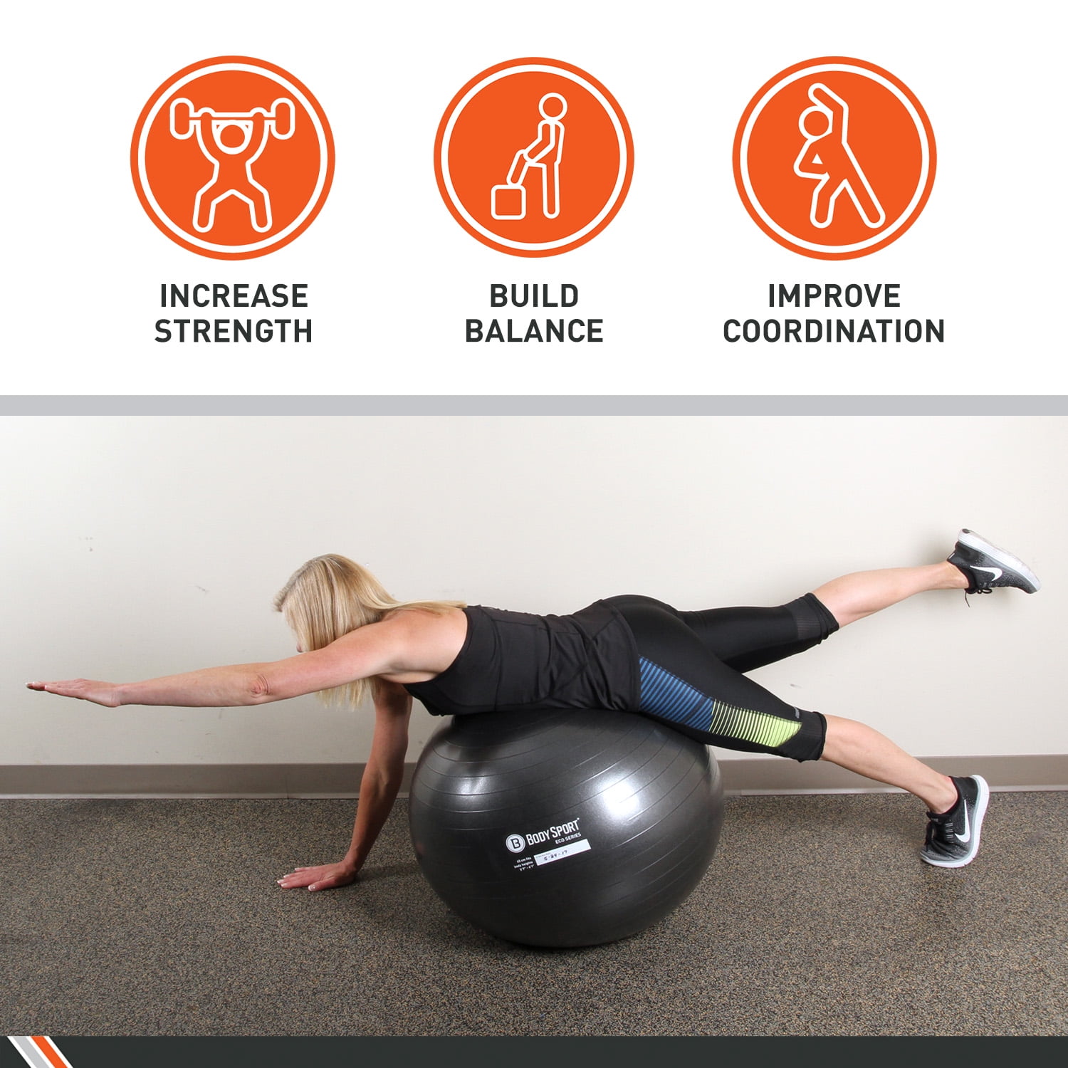 Body Sport Studio Series Charcoal Fitness Ball - 65cm