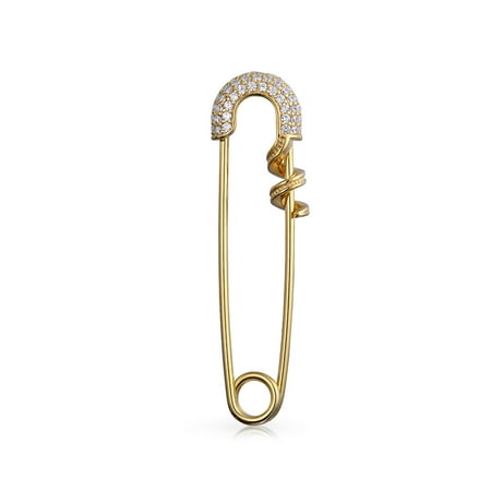 - 925 Sterling Silver Pave CZ Charm Safety Pin Brooch