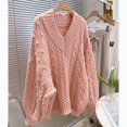 thumbnail image 3 of Women's Autumn and Winter Fashion Loose Outer Wear Lazy Style Niche Warm Knit Sweater Top, 3 of 5