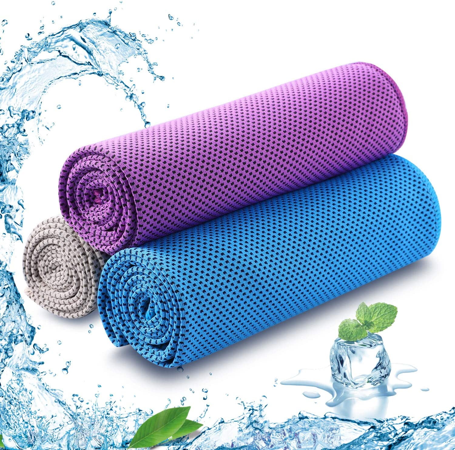 Yoga Microfiber Soft Breathable Gym Towel Cooling Towel 2 Pack Ice Towel Fitness Chilly Workout Towel Snap Cooling Towel for Sports Cold Sports Towel Cooling Towel for Neck Instant Relief Neck 