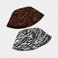 thumbnail image 3 of CoCopeanut Topi Nelayan Katun Uniseks Gaya Korea Jepang Pola Zebra Topi Bucket Panama Tahan Matahari Musim Panas Luar Ruangan Mode Muda Baru, 3 of 6