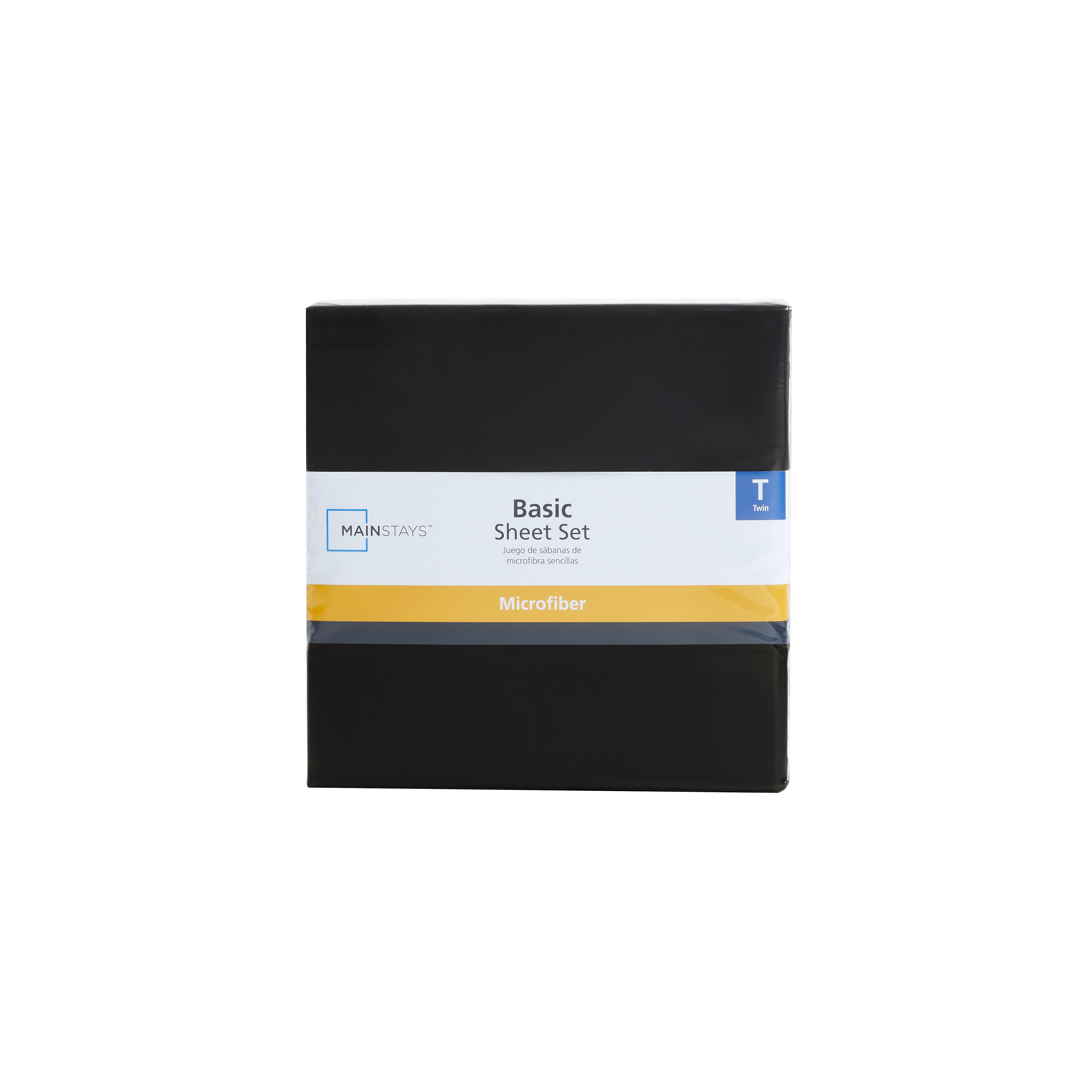 Mainstays Basic Value Microfiber Bed Sheet Set, Rich Black, Twin, 3 Piece