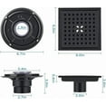 thumbnail image 3 of ELLO&ALLO 6 Inch Square Shower Floor Drain with Flange, Removable Quadrato Pattern Grate, SUS 304 Stainless Steel, Matte Black, 3 of 7