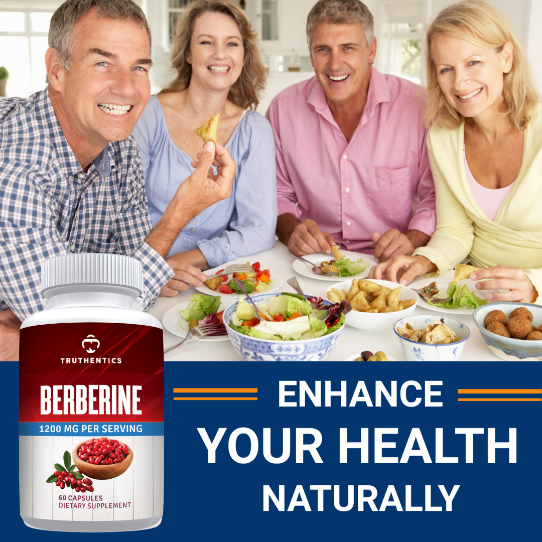 Truthentics Berberine HCL Supplement, 1200 mg, Gluten-Free, Vegan, 60 Capsules