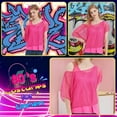 thumbnail image 5 of Women's Casual Sexy Off Shoulder T-Shirt Tops, 80s 90s Outfit Short Sleeve Oversized 80's Costume Neon Clothes, 5 of 6