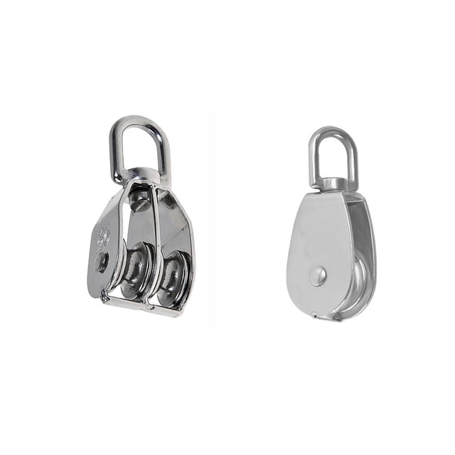 Polea de Cuerda Eslabón DYNWAVEMX Giratorio Bloque Polea Rueda Doble Acero Inoxidable 25mm