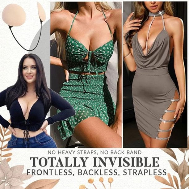 Backless & Strapless Frontless Bra Push-Up Provide（Beige） Women Push Up Frontless Bra Kit