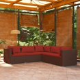 thumbnail image 1 of vidaXL 5 Piece Garden Lounge Set with Cushions Poly Rattan Brown, 1 of 4