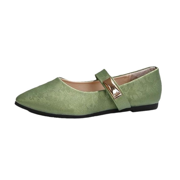 AUDeals Women's Mary Jane Shoes Thick Heel Pointed Toe One Strap Soft Leather Casual Dress Shoes