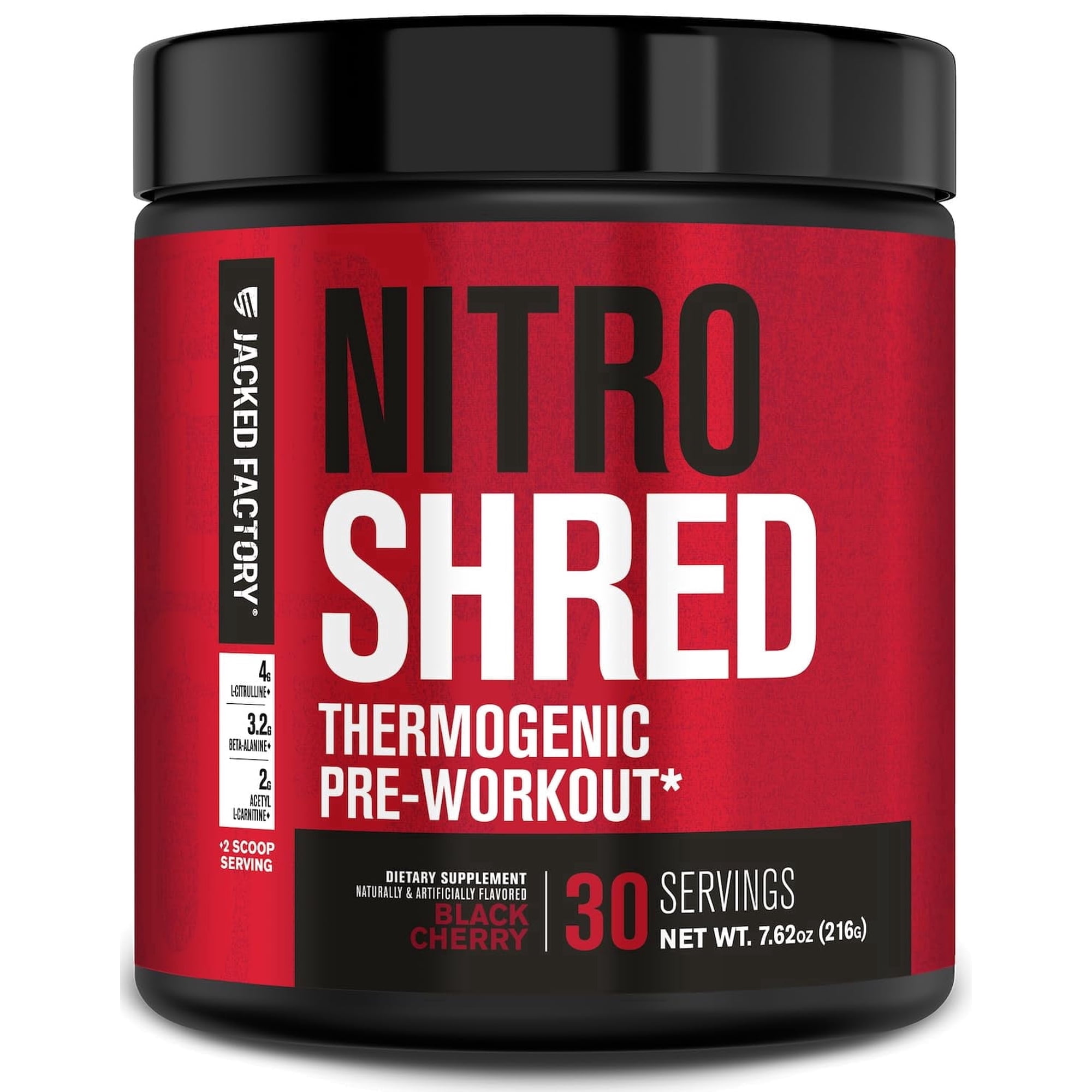 NITROSURGE Shred Pre Workout Supplement - Energy Booster, Instant Strength Gains, Sharp Focus, Powerful Pumps - Nitric Oxide Booster & PreWorkout Powder - 30Sv, Black Cherry
