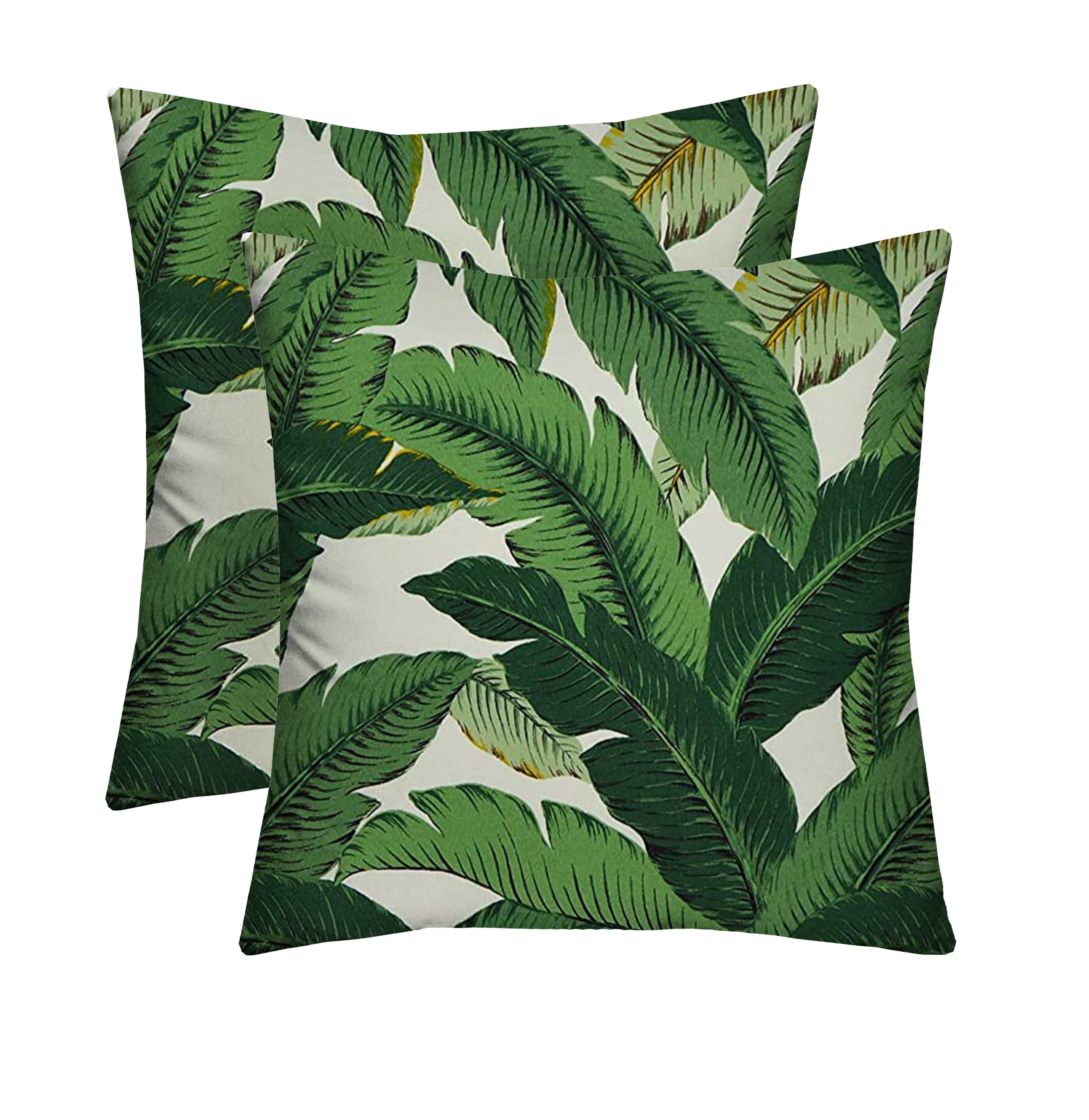 22" Square Tropical Swaying Palm Green Set of 2 Outdoor Throw Pillows 