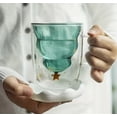 thumbnail image 1 of 1 vaso estilo navideño, taza de agua de vidrio con alto contenido de borosilicato, taza de café de vidrio de doble capa, taza con patrones exquisitos, 1 of 3