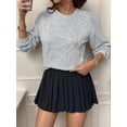 thumbnail image 4 of Women's Crew Neck 3D Flower Embroidered Sweater, Long Sleeve Loose Knit Pullover Top for Daily Wear, 4 of 12