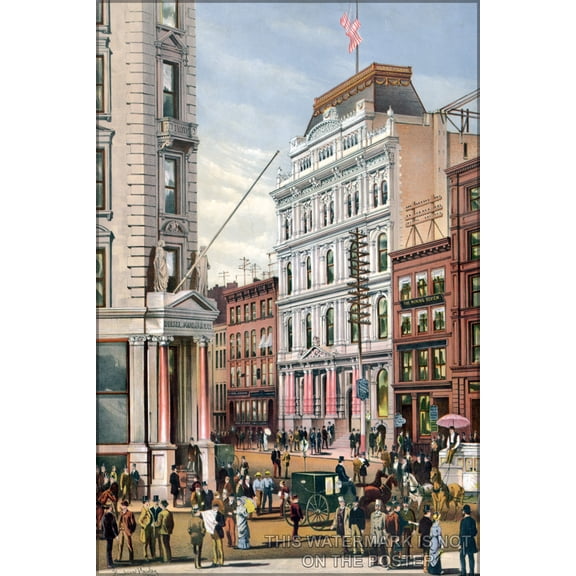 24"x36" Gallery Poster, New York Stock Exchange in 1882 by American illustrator and scenic artist Hughson Hawley