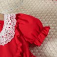 thumbnail image 6 of Zwiiyzr 2025 6M-3T Baby Girl Clothes Infant Toddler Dress Summer Puff Short Sleeve Lace Doll Collared Princess Dress Red, 6 of 8