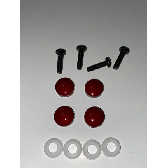 Tesla Model S, 3, X, Y License Plate Screw Cap Cover Kit, Painted Factory Color Sunset Red PMMR
