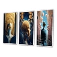 thumbnail image 3 of Designart "Future Minimalism Sci-Fi Woman Portrait" Woman Sci-Fi Framed Wall Art Set Of 3 - Pink Glam Frame Canvas Set For Living Room Decor, 3 of 6
