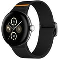 thumbnail image 2 of KOMI 2Pack Compatible with Google Pixel Watch 3 Bands 45mm, Washable Elastic Nylon Sport Replacement Strap for Google Pixel Watch 3 45mm Band Women Men, Black,Coffee, 2 of 7
