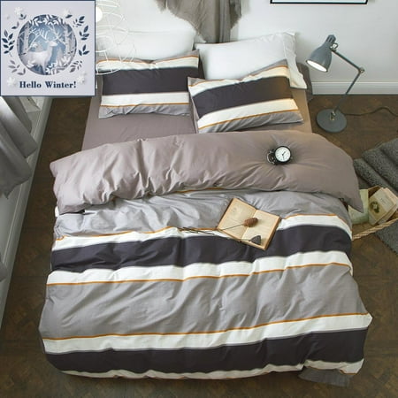 Bulutu Cotton Twin Duvet Cover Sets With 4 Corner Ties Inside Grey Bulutu Cotton Twin Duvet Cover Sets With 4 Corner Ties Inside Grey Hypoallergenic Multicolor Horizontal Stripes