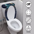 thumbnail image 3 of HELLHERO Dark-toned Butterfly Flower Style Toilet Lid Seat Cover Set of 2 Piece Elastic Edge Round Toilet Lid Dust Cover Stretch Fit Indoor Home, 3 of 7