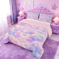 thumbnail image 2 of meiyoeat Pastel Cloud Star Queen Comforter Set,Colorful Rainbow Pattern Comforter Sets Queen For Girl,Reversible,3-Piece,1 Comforter And 2 Pillowcases, 2 of 7