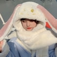 thumbnail image 4 of tamizeot Rabbit Ear Hat Scarf Cute And Playful Addition To Winter Wardrobe Hypoallergenic Rabbit Ear Scarf Pink, 4 of 6