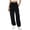Black, variant on Women's Loose Cargo Sweatpants, Solid Color Elastic High Waist Gym Workout Trousers Casual Pants with Pockets
