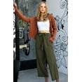 thumbnail image 3 of CEST TOI Womens High Rise Paper-bag Waist Cropped Wide Leg Culotte Pants (L, Olive), 3 of 4
