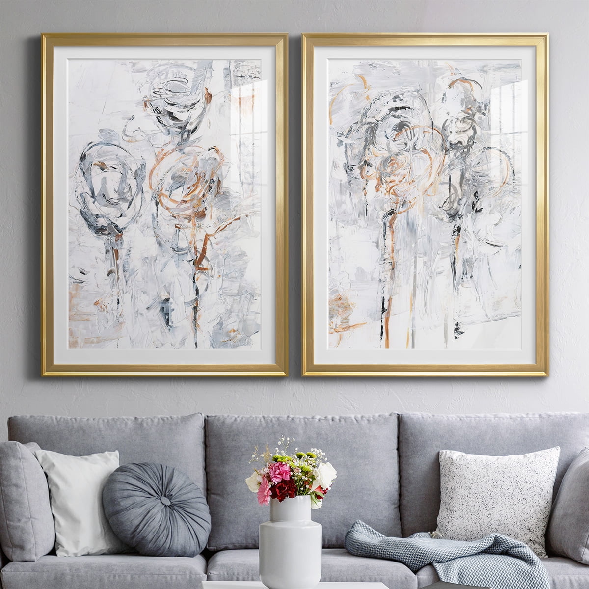 Wexford Home Spring Wildflowers I Premium Framed Print, 30.5" x 42.5" - Ready to Hang, Gold (Set of 2)
