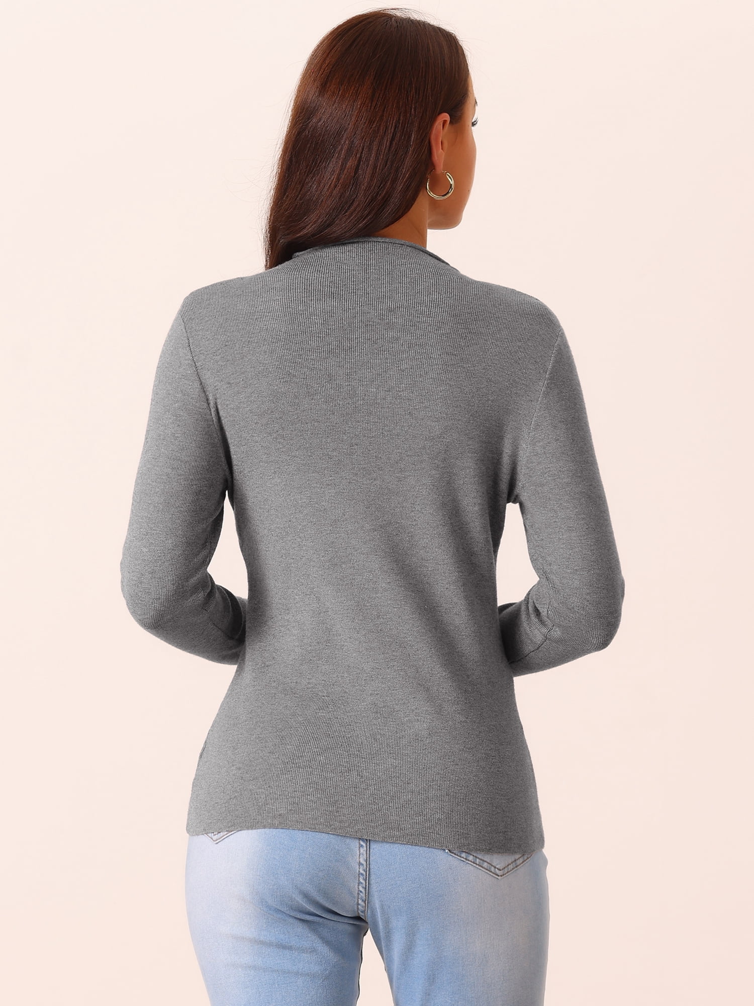 DARING DIVA Mock Neck Ribbed Knit Slim Fit Pullover Sweater Top XL Grey