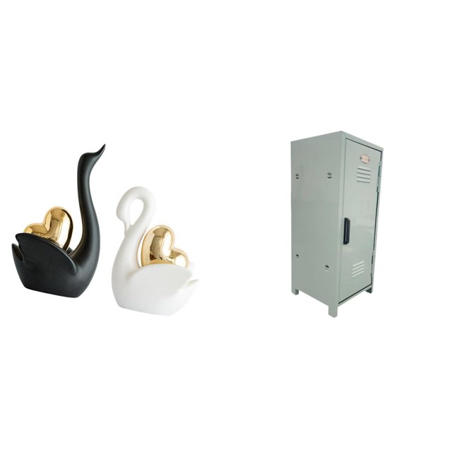 estatua de cisne,Estatuas y figuritas de cisne de cerámica modernas Esculturas,Contenedor de almacenamiento,Mini armario organizador de cosméticos de escritorio,Caja de almacenamiento de