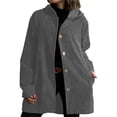 thumbnail image 3 of Chaqueta Informal de Holgada con Capucha y Larga para Mujer, Otoño e Invierno Gris M, 3 of 6