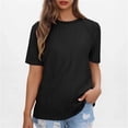 thumbnail image 2 of Delayuji Women's Tops Trendy Casual 2025 Crew Neck Lightweight Shirts Knit Tunic Basic T Shirt Black Xxl Knit Short Sleeve Shirts for Women, 2 of 6