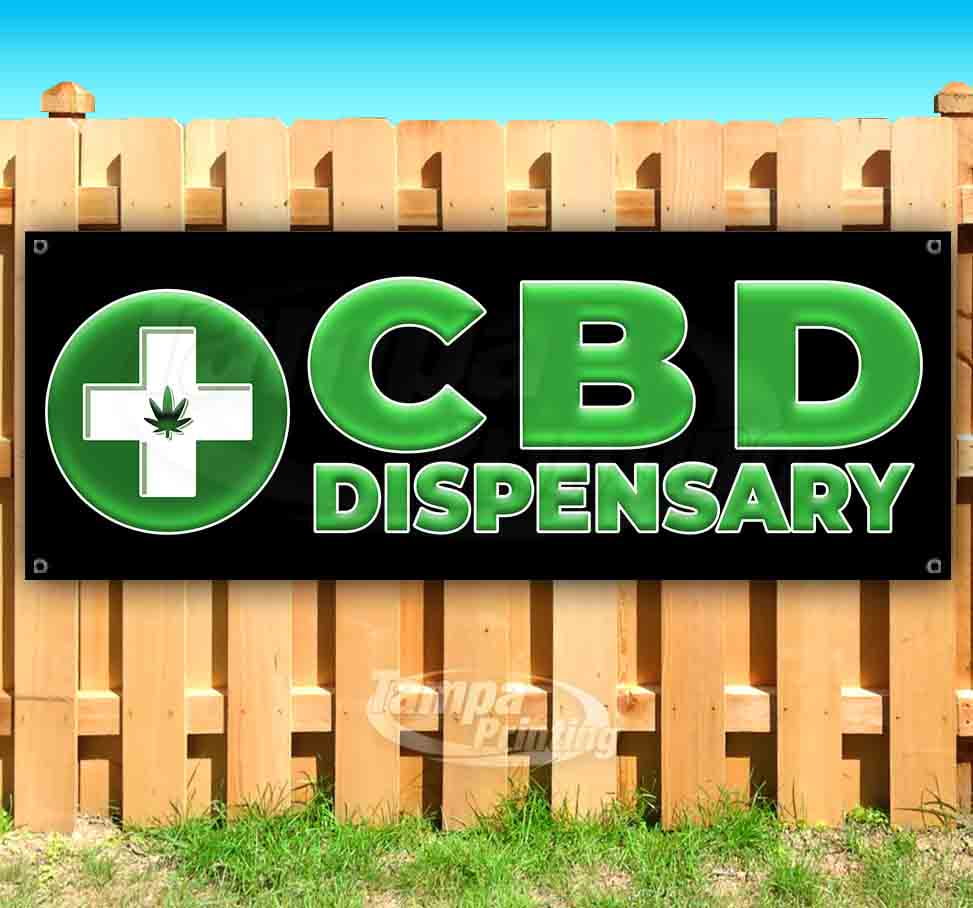 CBD DISPENSARY 13 oz heavy duty vinyl banner sign with metal grommets
