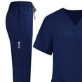 thumbnail image 3 of Medical Nurse Uniform for Women 2 Piece Solid Scrubs Set Lightweight Comfy Short Sleeve V-Neck Tunics with Elastic Drawstring Waist Pants, 3 of 4