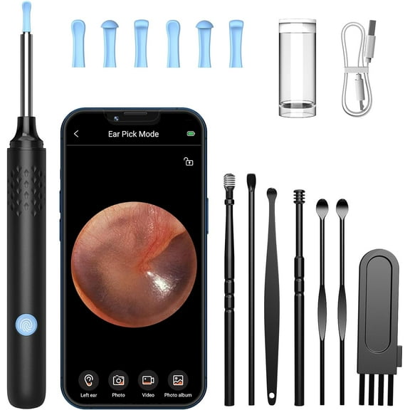 LMECHN Ear Wax Removal Camera Ear Cleaner, Wireless 360° Visible Ear Camera with WiFi, Ear Pick Cleaning Kit Suitable for Ear, Nose, Skin, Gift for Family, Pets, Lover