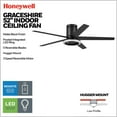 thumbnail image 2 of Honeywell Graceshire 52 Inch Ceiling Fan with Ring Light and Remote, Matte Black, 2 of 12