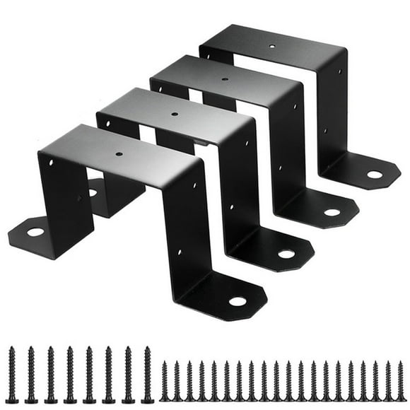 WinWay Heavy-Duty 4X4 Black Post Brackets for Strong and Secure Fence Support