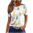 thumbnail image 4 of Craaazy Women's Casual Fashion Happy Easter Funny Celebrate Print Round Neck Short Sleeve Summer Tops Gifts, 4 of 5