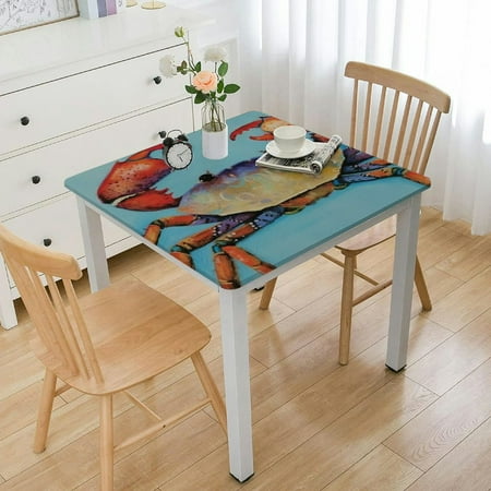 

QFMY Crab Square Tablecloth with Elastic Edge 100% Polyester Fiber 40*40