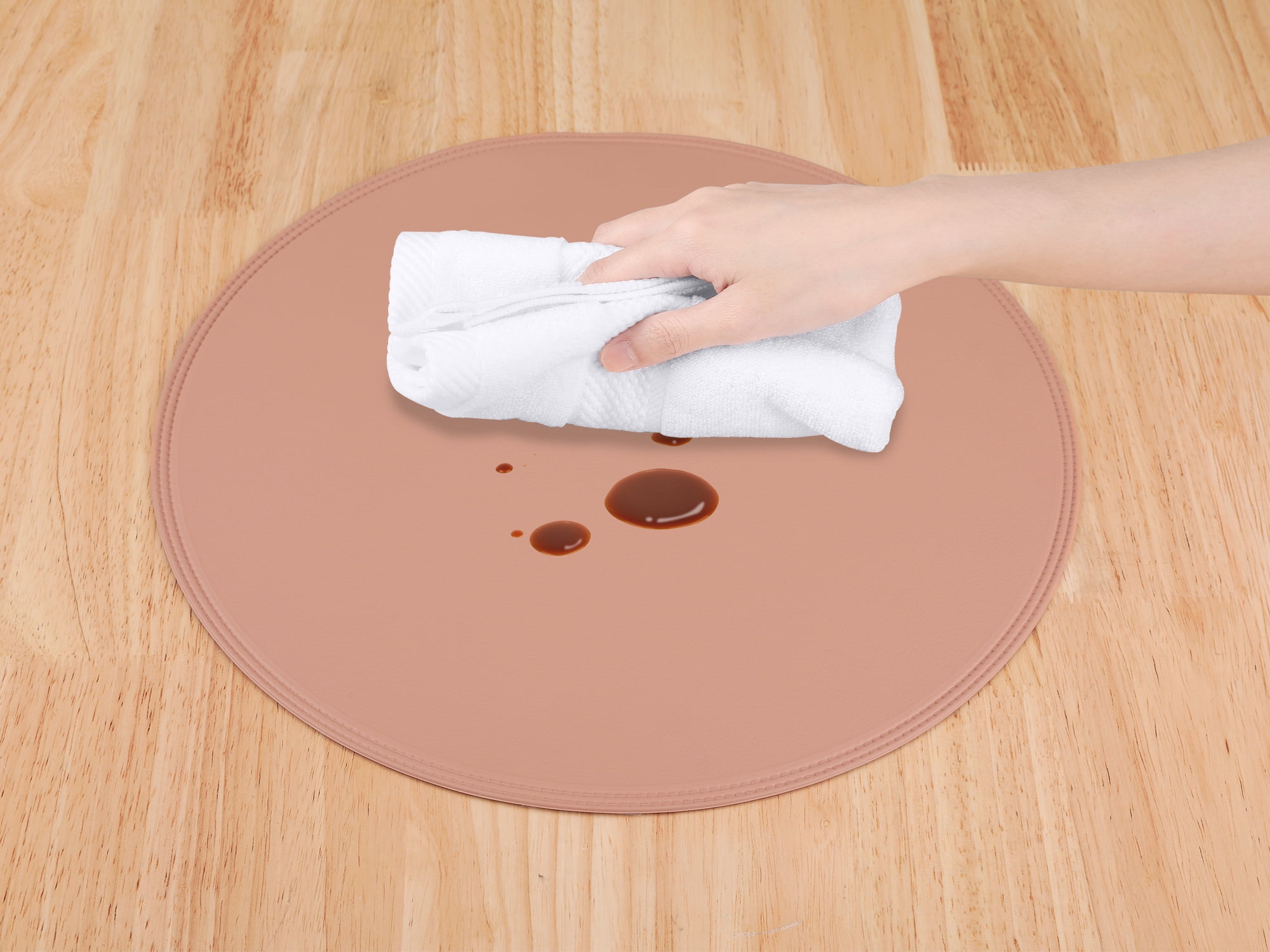 Unique Bargains Set of 6 Faux Leather Placemats Pink