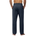 thumbnail image 4 of Inglocry Men's Casual Linen Cotton Pants Elastic Waist Summer Beach Trousers Lightweight Yoga Vacation Pants with Pockets Navy 4XL, 4 of 5